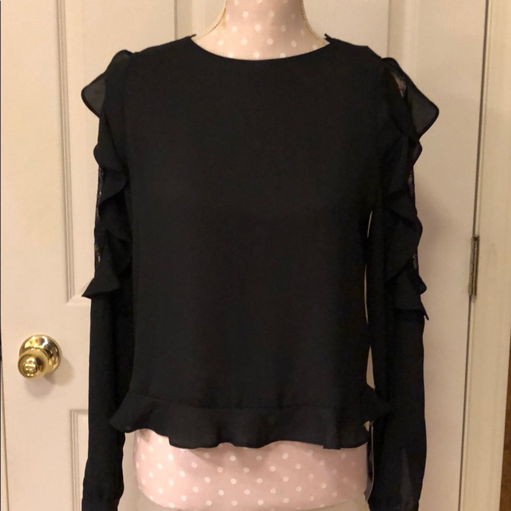 Zara basic blouse / frill & net detailing sleeves